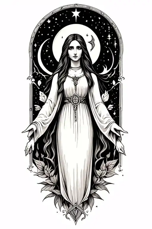 The High Priestess Mystic With Crescent Moon