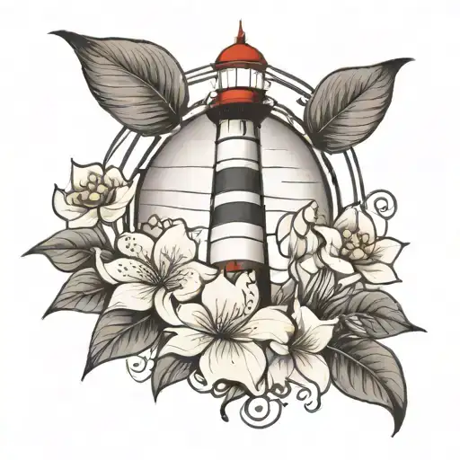 Lighthouse With Outline Of Virginia And Surrounded By Dogwood Flowers
