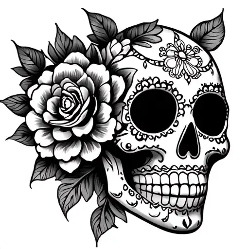 Sugar Skull Black And White