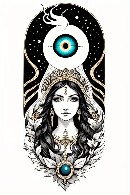The High Priestess Oracle Moon Third Eye Pomegranate Smoke