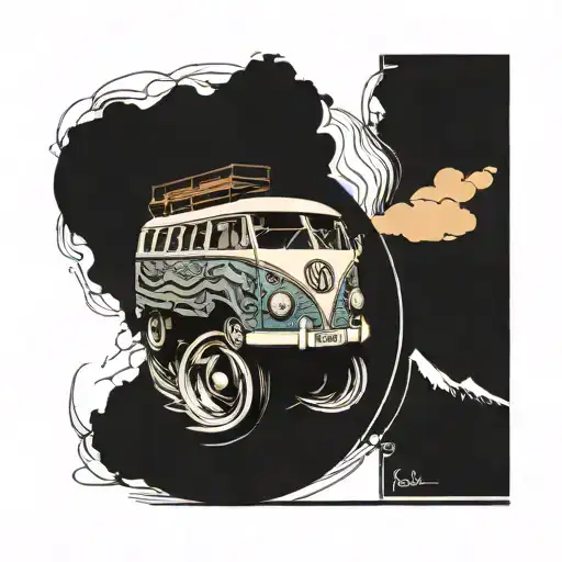 Volkswagen Combi From The Year 1966 Snare Drum Sun And Mountains Gato