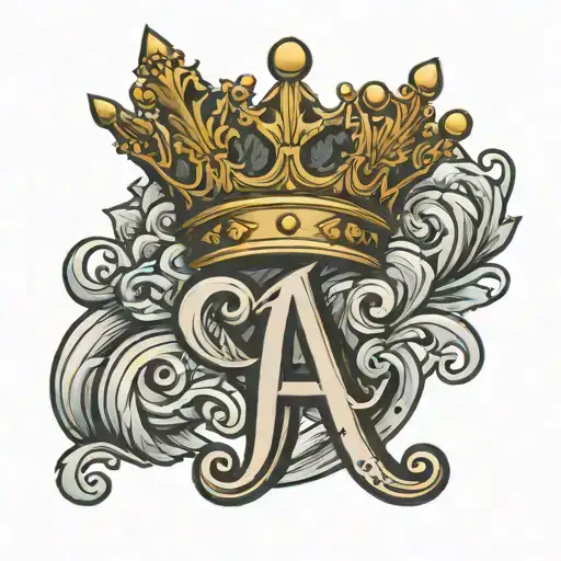 Letter A With A Crown And Toses