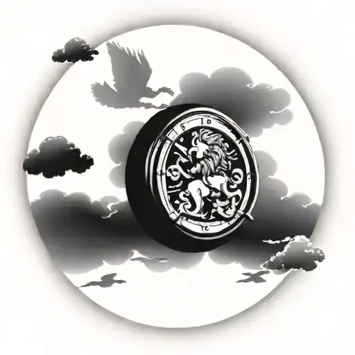 Saint Michael Lion Clock Clouds