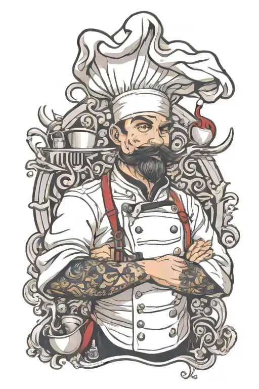 Italian American Berouque Chef Tatoo Design