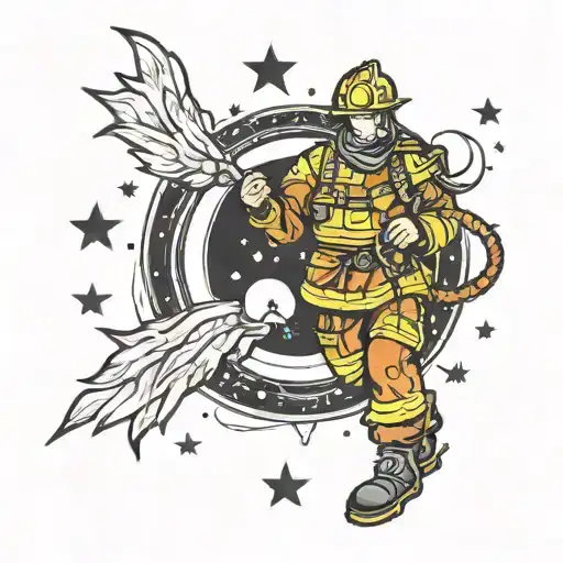 Fireman And Moon And Stars