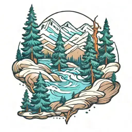 Trees Mountains Water Snow Nevada California Family