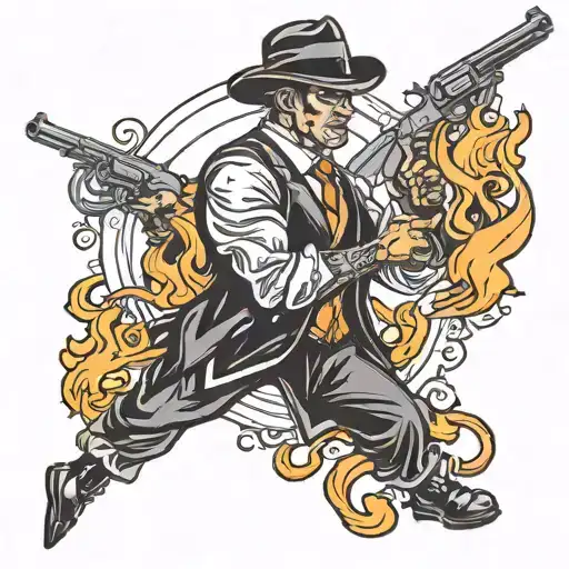 Gangster With Flame And Gun