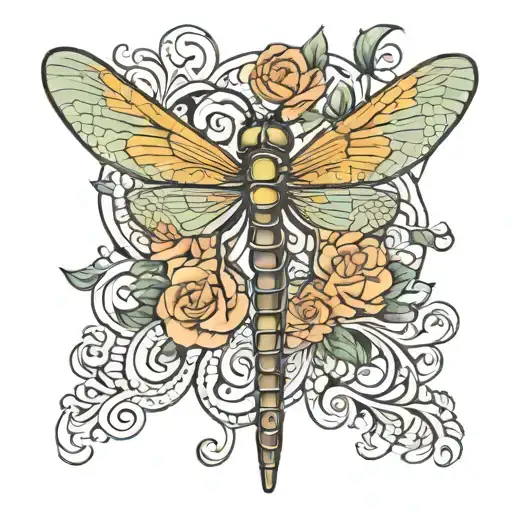 Dragonfly Minimalist Tattoo With Number 27