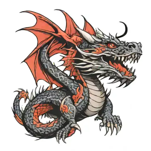 I Want A Dragon In Red And Black