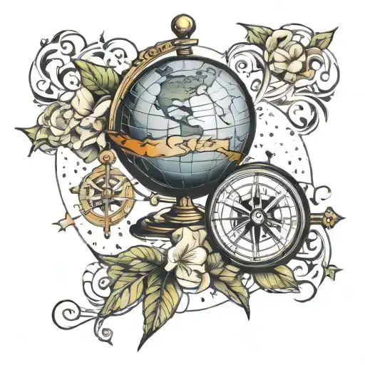 Globe On Hand And Compass