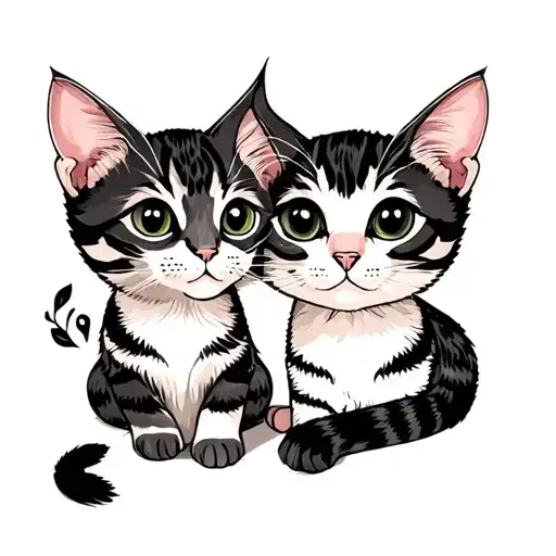 Mom Cat And Baby Cat Sitting