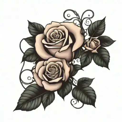 Rose With Vine Wrapped Around Shoulder