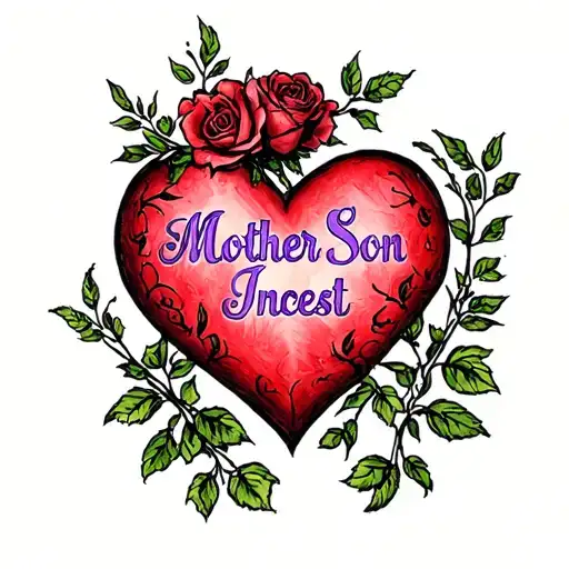 A Heart With Purple Text 'Mother Son Incest'