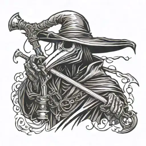 Dark Plague Doctor Holding Scyth