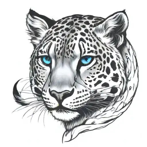 Snow Leopard Blue Eyes Moon