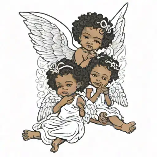 3 African American Angel Babies
