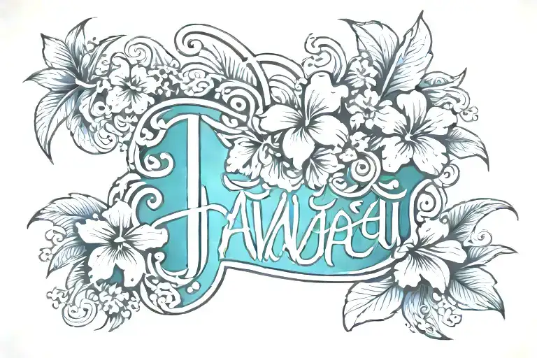 Hawaii Design Tattoo With The Last Name Grand In It