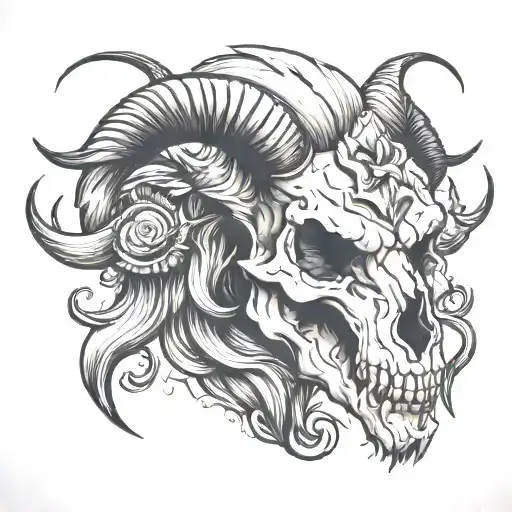 Lion Ibex Skull Front View