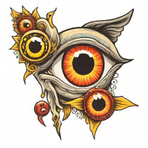 Three Eye Balls Combination With A Love Sign