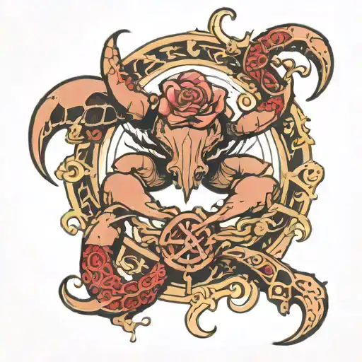 Cancer Sign Intertwined With Aries Zodiac Sign