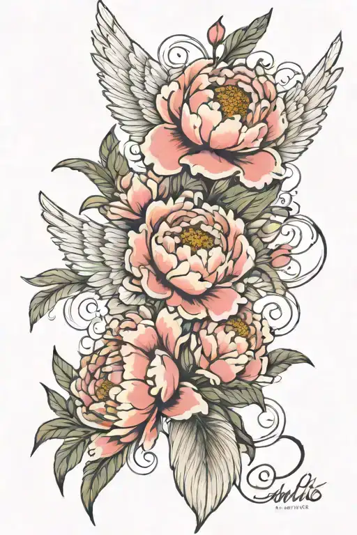 Angel Wings And Peonies