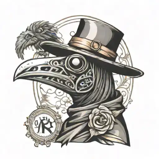 Plague Doctor Mask With Raven Perched
