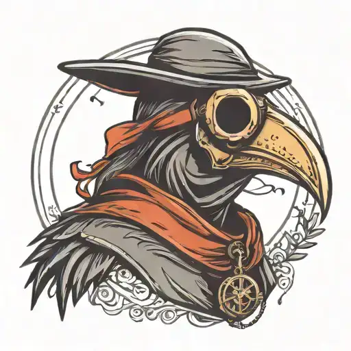 Plague Doctor Mask With Raven Flying