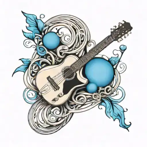 Guitar Strings With Color Blue Orb Symbolizing Power