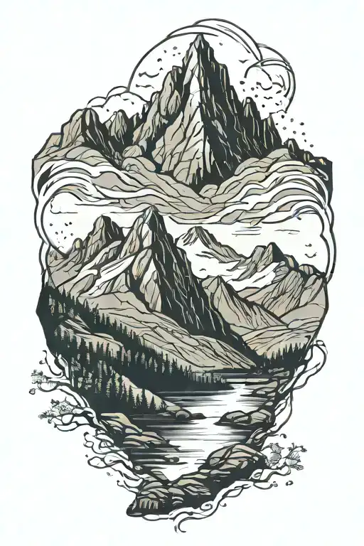 Tryfan Mountain Range Silhouette