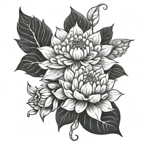 Dahlias And Lotus Flowers