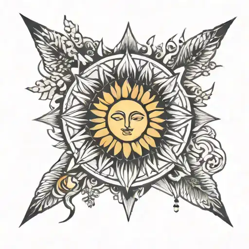 Sternum Fine Line Sun Moon