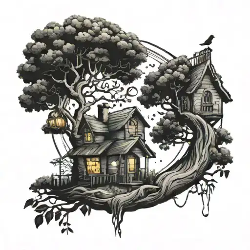 Family Tree House Moon Surrounded