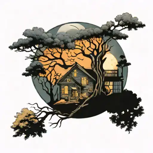 Family Tree House Moon Merging Together