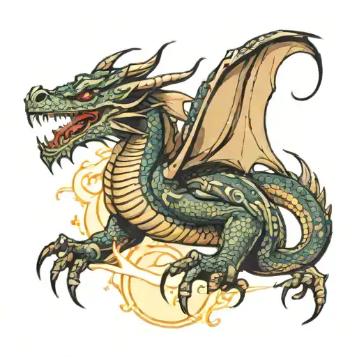 Dragon With Lighting In The Background