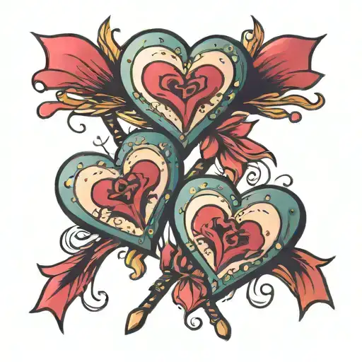 Little Hearts With Magic Wand Facing Upwards