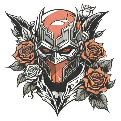 Red Hood A Dc Superhero Mask Design With Roses Growing