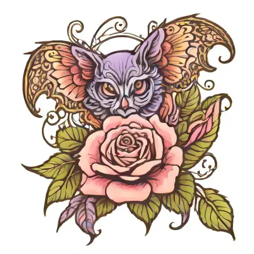 Tannie With A Rose And A Lavender Flower