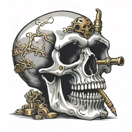 Skull With Bullet In Open Mouth