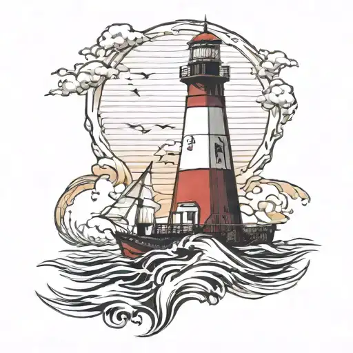 Barnegat Lighthouse Guiding Ships In Storm