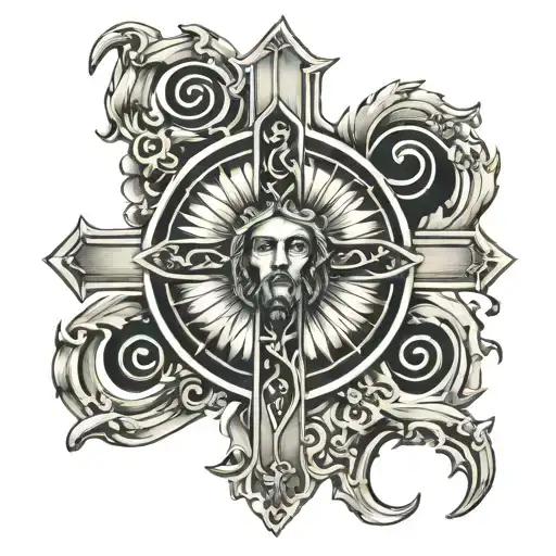 Sun Moon Cross Of Jesus Christ