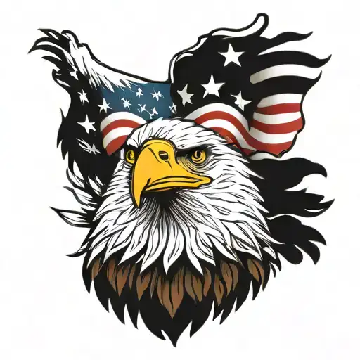 Bald Eagle Holding American Flag
