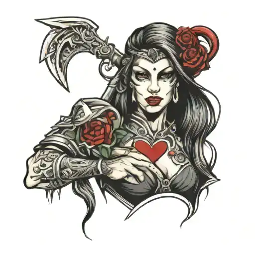 Woman Warrior With An Heart In The Hand