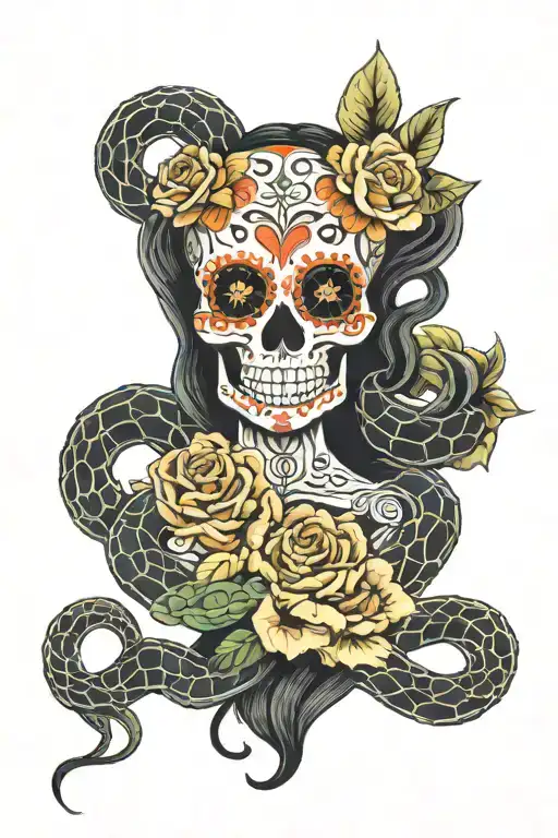 Sugar Skull And Snake