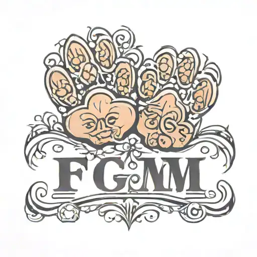 Dog Paws With The Letters F And M Made