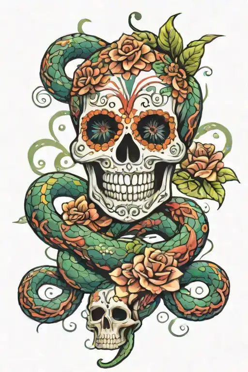 Sugar Skull And Snake