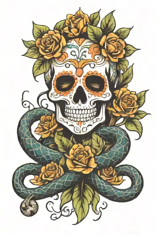 Sugar Skull And Snake