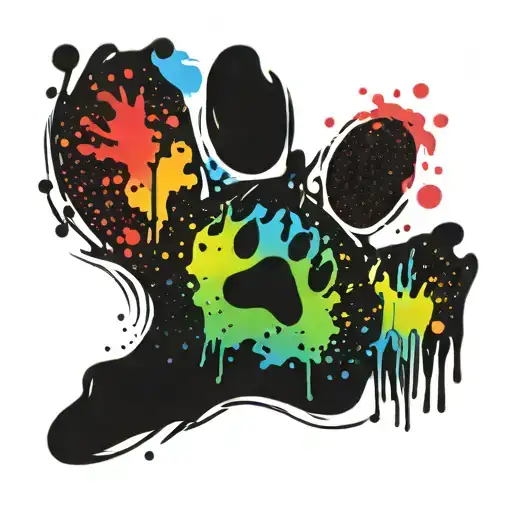 Dog Paw Print Rainbow Watercolor Splash