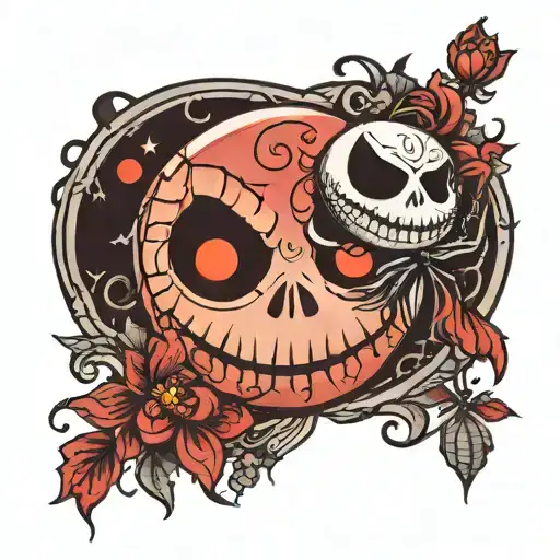 Japanese Red Moon Jack Skellington Face