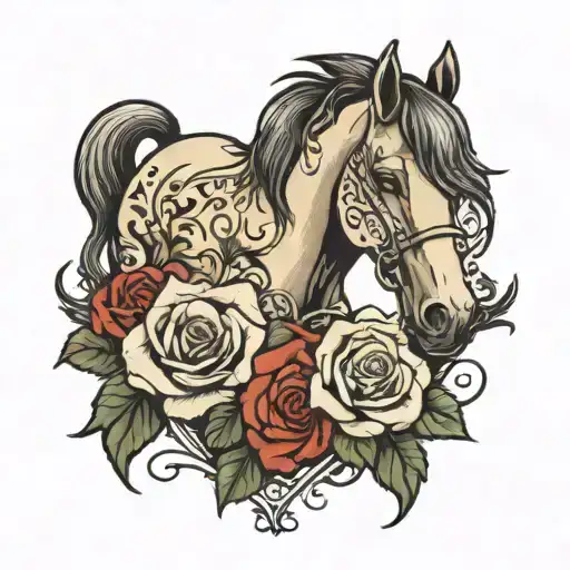 Horse With Name Troy And Roses
