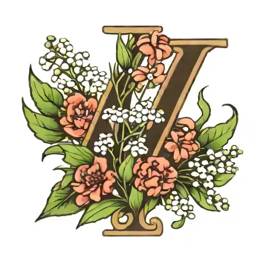 Lily Lily Of The Valley Wheat Carnation Letter H